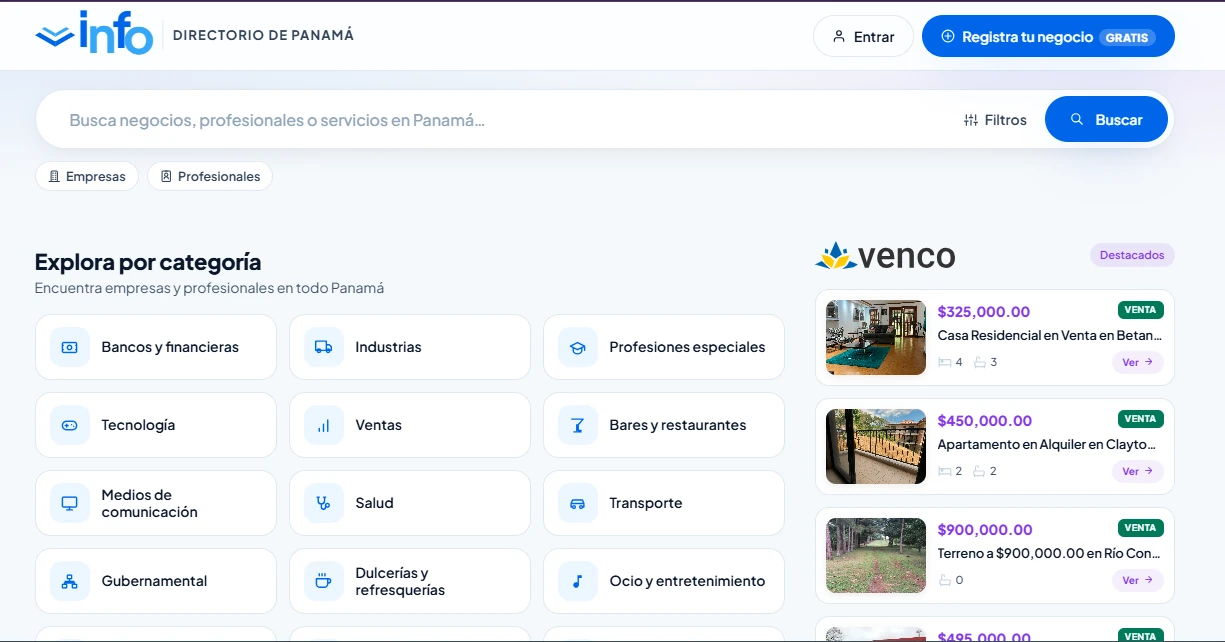 Directorio Comercial y Profesional en Panamá - Proyecto